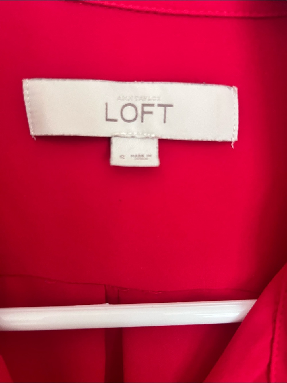 LOFT Red Button-Down Blouse with Chest Pockets - Picture 2 of 3